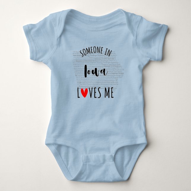 Someone In Iowa Loves Me Map Baby Bodysuit (Front)