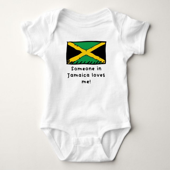 Someone in Jamaica Loves Me Jamaican Flag Baby Bodysuit (Front)