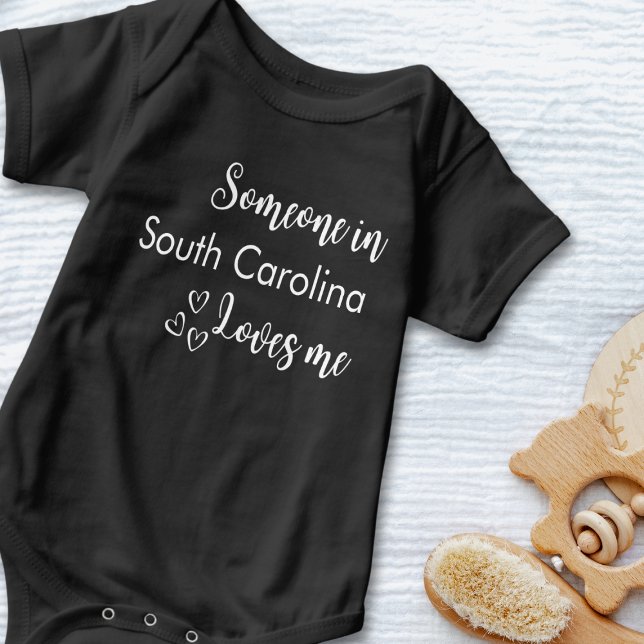 Someone In..Loves Me Personalized White Text  Baby Bodysuit (Even though they may be far away, their love is always there. Customize today!)