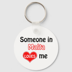 Someone in Malta Loves me Keychain