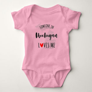 Someone In Michigan Loves Me Map Baby Bodysuit