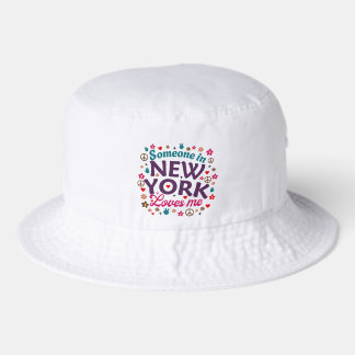 Someone in New York Loves Me Retro Funny Design Bucket Hat