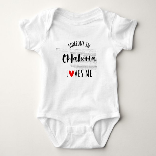 Someone In Oklahoma Loves Me Map Baby Bodysuit (Front)