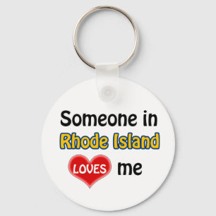 Someone in Rhode Island Loves me Keychain