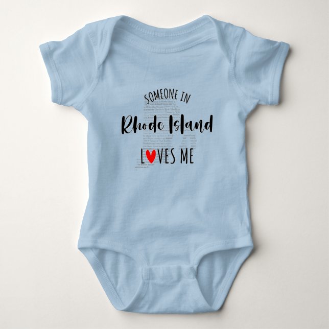 Someone In Rhode Island Loves Me Map Baby Bodysuit (Front)