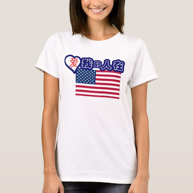 Someone in USA loves me! (Chinese symbols) T-Shirt (Front)
