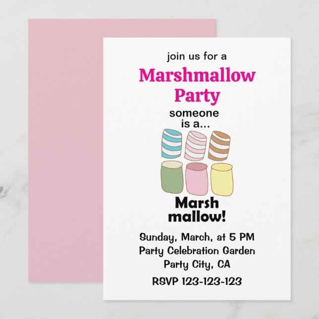 Someone Is A Marshmallow Funny Food Party Invitation (Front/Back)