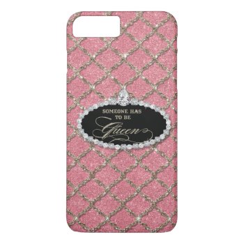Someone Must Be Queen  Quatrefoil Jewel Glitter Iphone 8 Plus/7 Plus Case by PatternsModerne at Zazzle