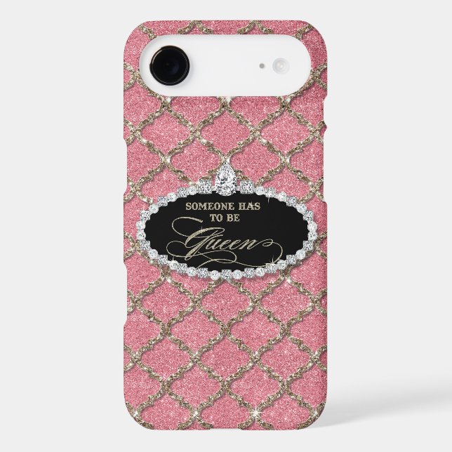Someone Must be Queen, Quatrefoil Jewel Glitter Case-Mate iPhone Case (Back)