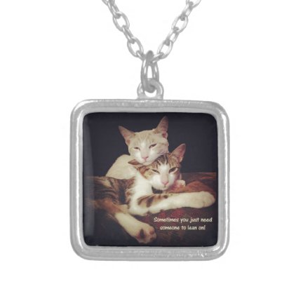 Someone to Lean on Kitty Cats Silver Plated Necklace