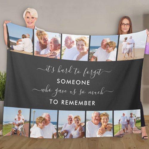 Someone to Remember 10 Memory Photo Collage Black Fleece Blanket