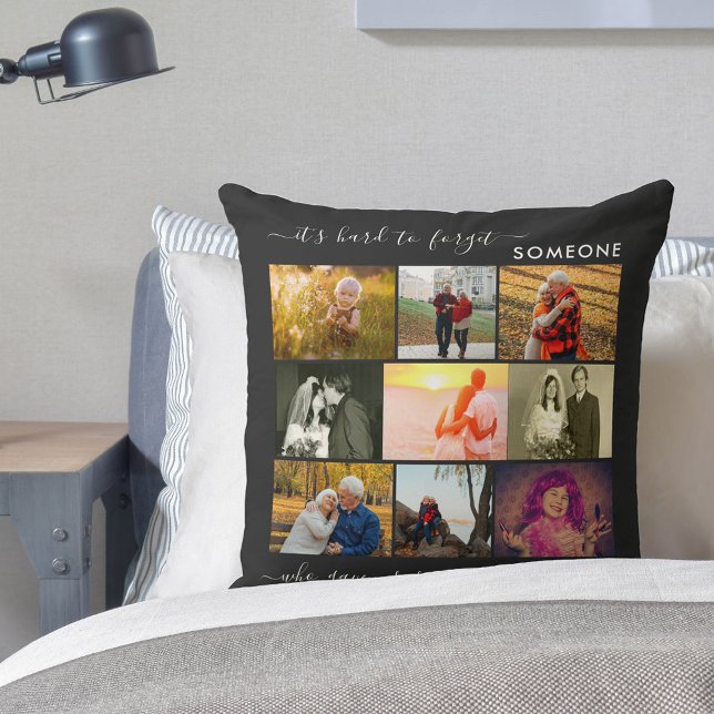 Someone to Remember Quote 9 Photo Collage Black Throw Pillow (Creator Uploaded)