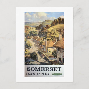 Somerset by train vintage advertising poster UK Postcard