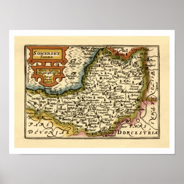Somerset County England Old Antiquarian Atlas Map Poster (Front)