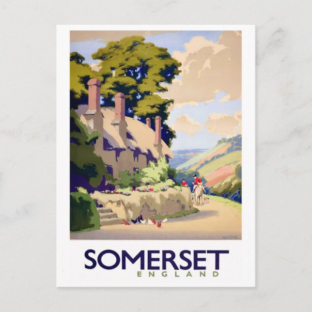 Somerset England vintage travel Postcard (Front)