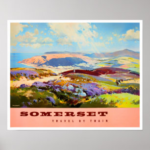 Somerset England vintage travel poster