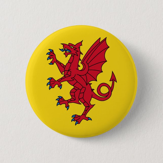 Somerset Flag England dragon symbol Button (Front)