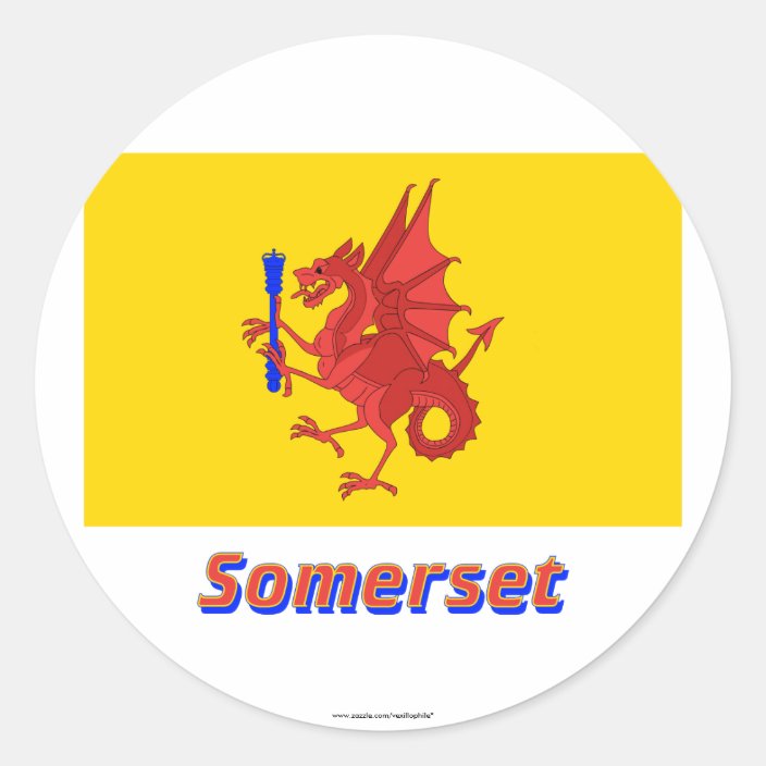Somerset Flag with Name Classic Round Sticker