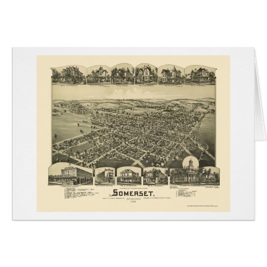 Somerset, PA Panoramic Map - 1900 Cards (Front Horizontal)
