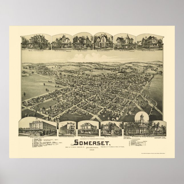 Somerset, PA Panoramic Map - 1900 Poster (Front)