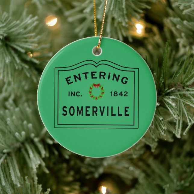 Somerville, MA Holiday Wreath Ceramic Ornament (Tree)