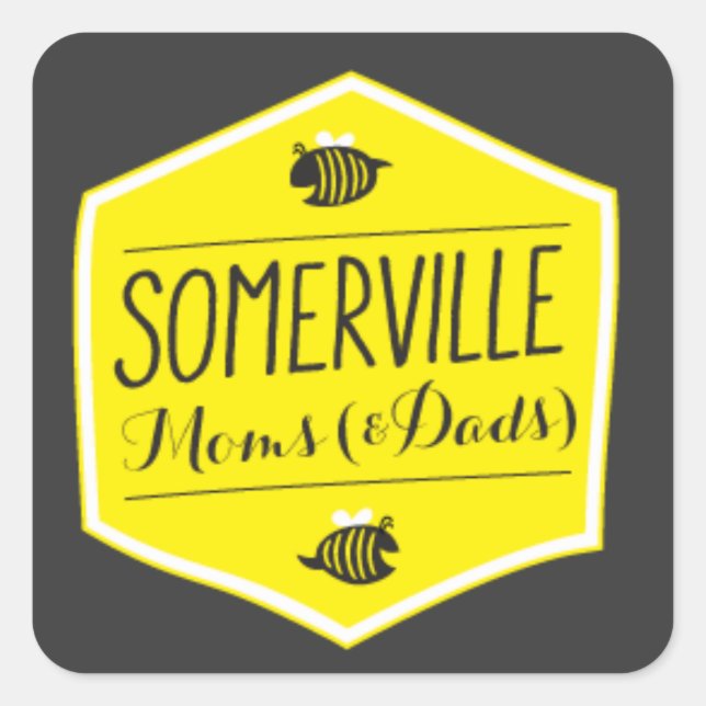 Somerville Moms Logo Sticker Black Background (Front)