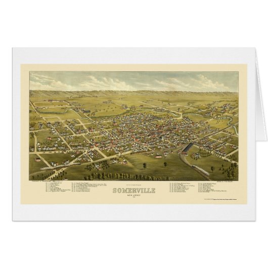 Somerville, NJ Panoramic Map - 1882 Cards (Front Horizontal)