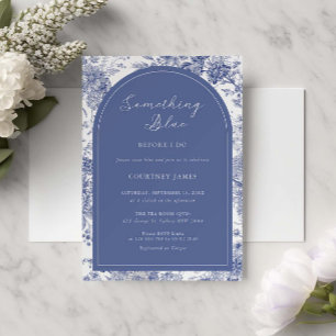 Somethign Blue Toile French Blue Bridal Shower Invitation