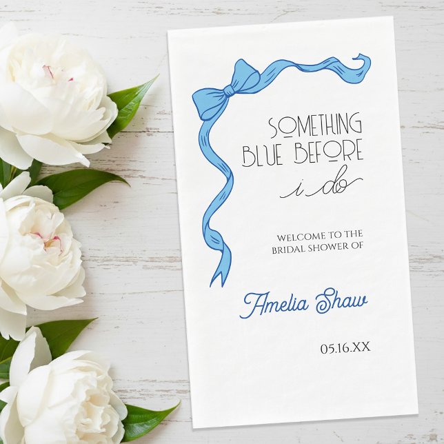 Something Before I do Blue Bow Bridal Shower Paper Guest Towels (Something Before I do Blue Bow Bridal Shower Paper Guest Towels)