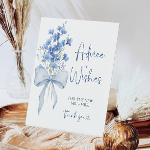 Something Blue Advice & Wishes Ribbon Bow Pedestal Sign