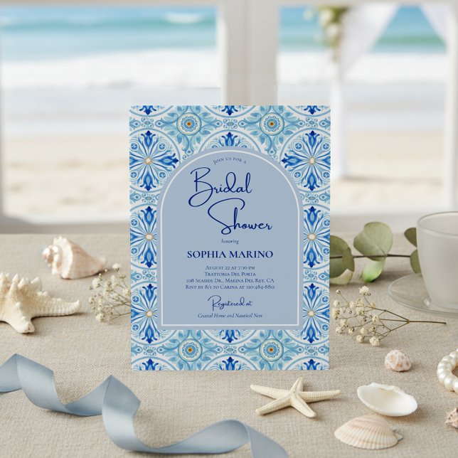 Something Blue Amalfi Coastal Bridal Shower Invitation (Creator Uploaded)