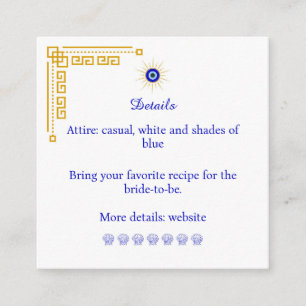 Something Blue and Greek Bridal Shower Enclosure Card