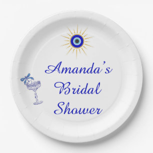 Something Blue and Greek Bridal Shower Paper Plates