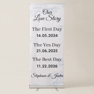 Something blue and white elegant Wedding Timeline Retractable Banner