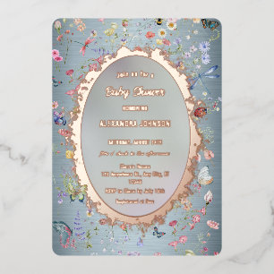 Something Blue Baby Shower Foil Invitation