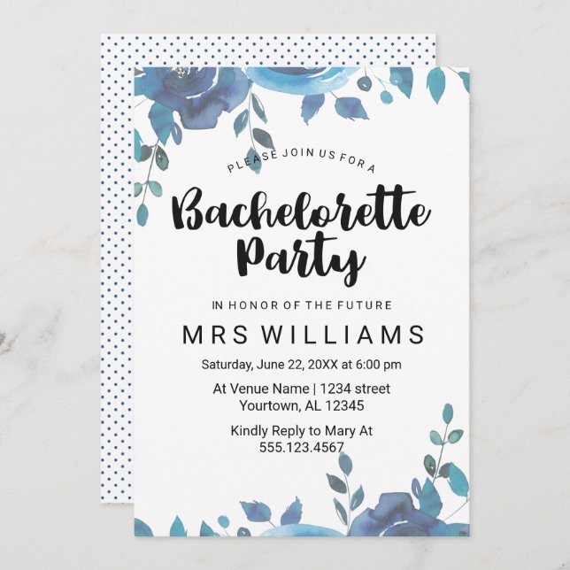 Something Blue Bachelorette Party Invitation (Front/Back)