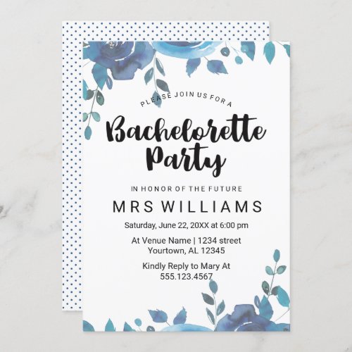 Something Blue Bachelorette Party Invitation