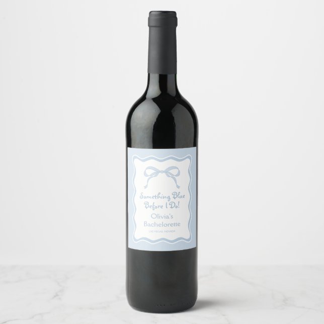 Something Blue Bachelorette Party Wine Label (Front)