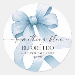 Something Blue Before I Do Blue Bow Bridal Shower Classic Round Sticker
