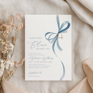 Something Blue Before I Do Blue Bow Bridal Shower  Invitation