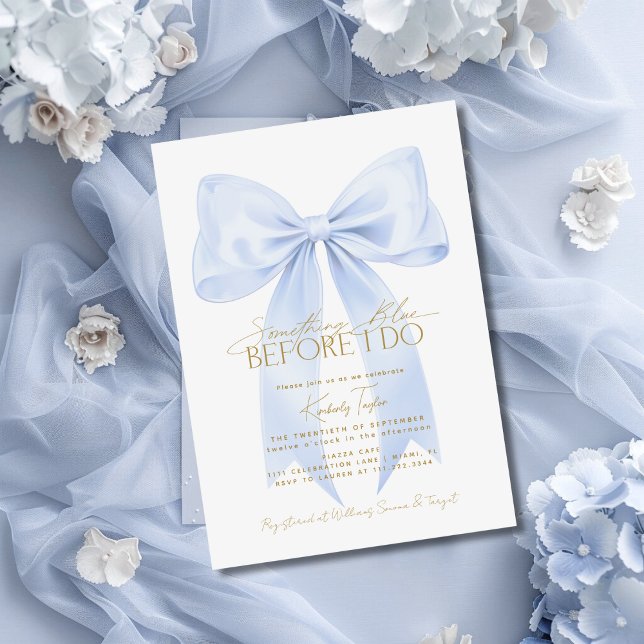 Something Blue Before I do Blue Bow Bridal Shower Invitation (Creator Uploaded)