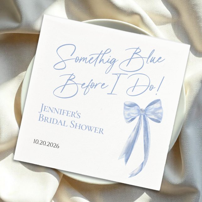 Something Blue Before I Do Blue Bow Bridal Shower Napkins (Creator Uploaded)