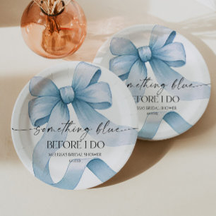 Something Blue Before I Do Blue Bow Bridal Shower Paper Plates