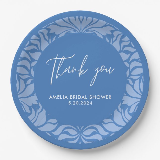 Something blue before i do blue bridal shower paper plates (Front)
