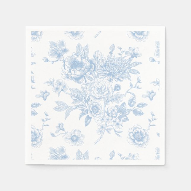 Something Blue Before I Do Blue Floral Toile Napkins (Front)