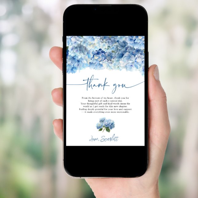 Something Blue Before I Do Blue Hydrangea Bridal Invitation (Front Digital)