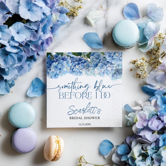 Something Blue Before I Do Blue Hydrangea Bridal Napkins (Something Blue Before I Do Blue Hydrangea Bridal Napkins)