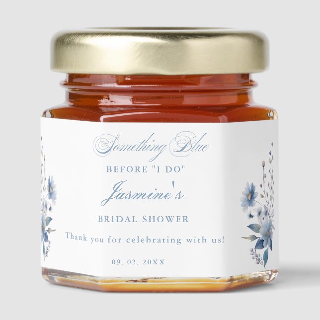 Something blue before i do Blue wildflower Wedding Honey Jar Favors (Front)