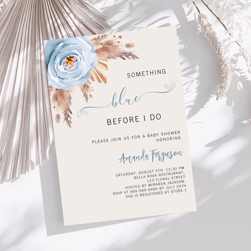 Something blue before I do boho Bridal Shower Invitation