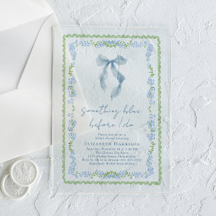 Something Blue Before I Do Bow Bridal Shower Acrylic Invitations
